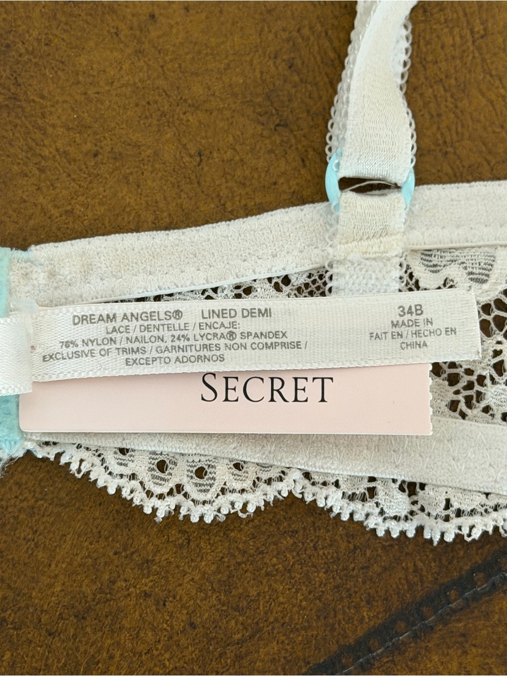 NEW VICTORIA SECRET DREAM ANGELS LINED DEMI BRA SIZE 34B IN WHITE AND BLUE - Picture 13 of 14